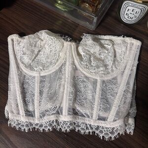 Victoria's Secret White Lace Bustier Top